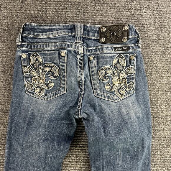 Y2K Womens Miss Me Bootcut Embroidered Pocket Jeans W24xL29 - Picture 2 of 7